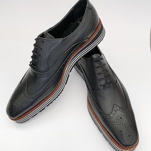Black Wingtip Antique Bordeaux Leather Dress Shoe